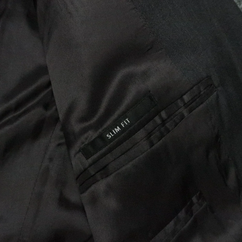 Saks Fifth Avenue Blazer Mens 42L Gray‎ Slim Fit Ermenegildo Zegna Wool Silk